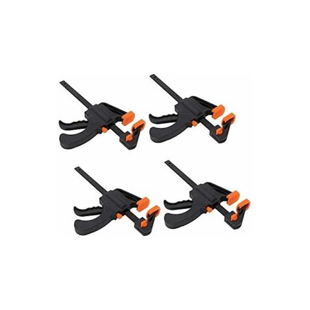 Sett med 4 enhånds klemmer, hurtigutløsende skralle håndklemmer for presis festing av små deler (4 tommer) KLB