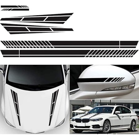 6X Bilklistremerke, Stripete Sideklistremerke Vinyl Dekal Bil Side Grafisk Klistremerke, Brukes For Auto Dekorasjon Cover Svart