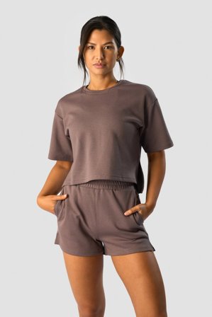 Revive Heavy Cropped T-Shirt Wmn Dusty Brown