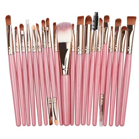 20pc Eyeshadow Brush Smokey-Eye Brush Set- Pink