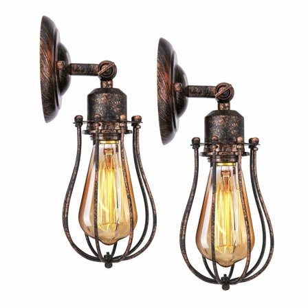 Industriell vägglampa E27 lampskärm bur hängande lampa vintage taklampa armatur ljusstake dekoration retro inomhus vägglampa