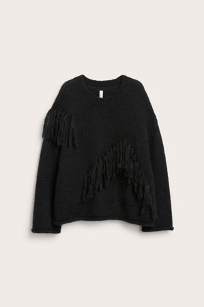 Kappahl | Stickad tröja med fransar | Svart