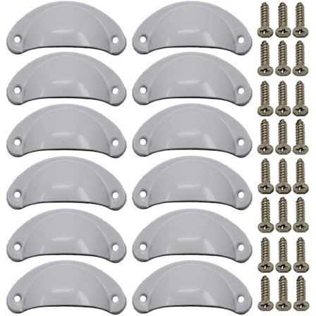 12 x Skallhåndtak Antikk Skuff Jern Nikkel Legering Håndtak Møbelhåndtak Skapdørhåndtak Møbelknotter Halvsirkel 8,1cm x 3,5cm