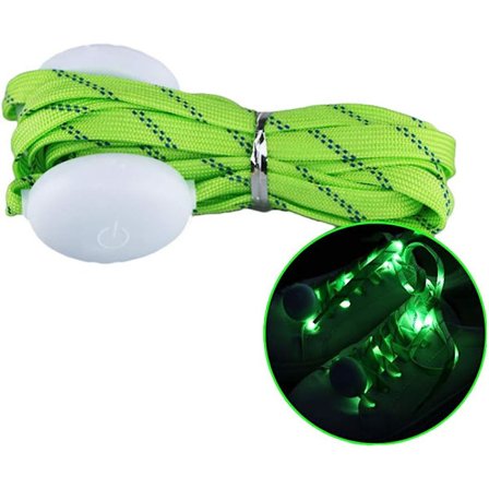 1 par LED-ljus skosnören lysande blinkande skosnören med 3 ljuslägen för nattsporter (grön)