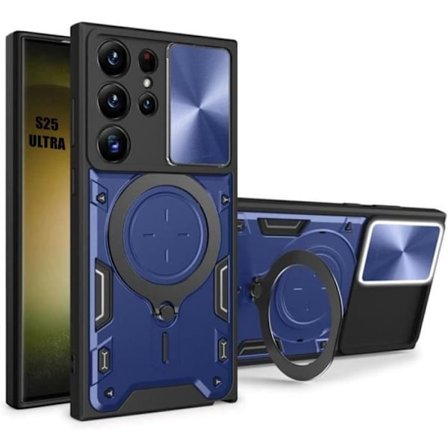 Etui til Samsung Galaxy S25 Ultra, med Ring Support Camera Protection Marineblå