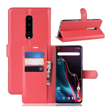 OnePlus 7 Pro litchi nahkakotelo - Punainen