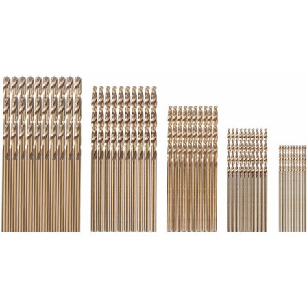50 stk Drillforce Tools M35 Kobolt Borsett, Hss-Co Borsett 1-3MM, for Boring på Herdet Stål, Støpejern og Rustfritt Stål