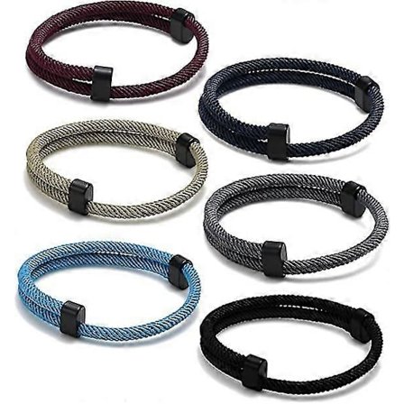 Herrearmbånd Nautisk Flettet Tau: 6 stk. Paracord Surferarmbånd