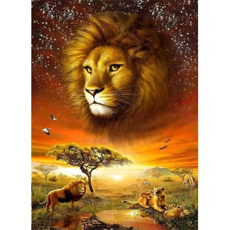 5D Diamantbroderi Kit Med Nummer Diamantmålning Rhinestone Full Diamantmålning, Full Diamantmålning Kit, Diamantmålning Lejon För Vuxna, Wa