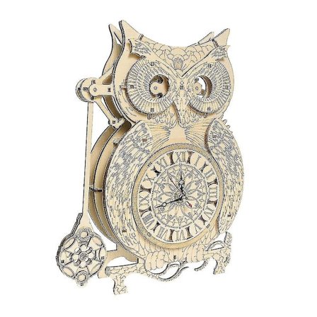 Træmodelkit til at bygge for voksne, 3D træpuslespil ugleur til at samle, træ DIY konstruktionssæt, kreativ gaveidé