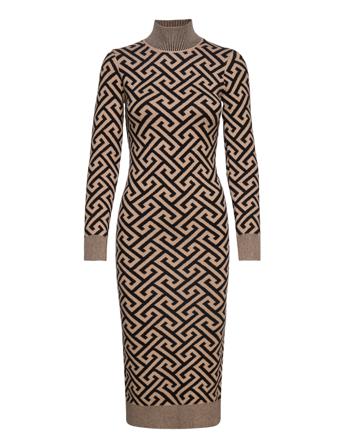 Vmaria Ls High-Neck Calf Dress Knelang Kjole Multi/mønstret Vero Moda
