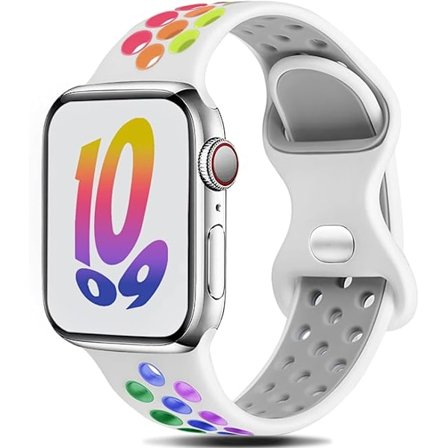 Tvåfärgat silikon sportarmband (vit regnbåge, exklusive klockor), kompatibelt med Apple Watch armband - Sport Smart Watch armband 38/40/41mm, brea
