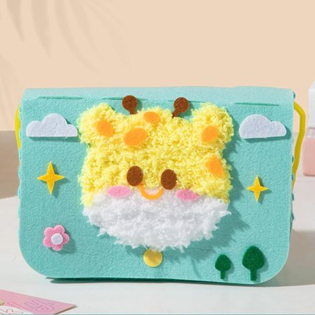 DIY Broderi Dukkesett, Tegneserie Dyresyprosjekter Garnbrett, Filt Dyreklistremerker Håndverkssett (Crossbody Veske, Andunge)