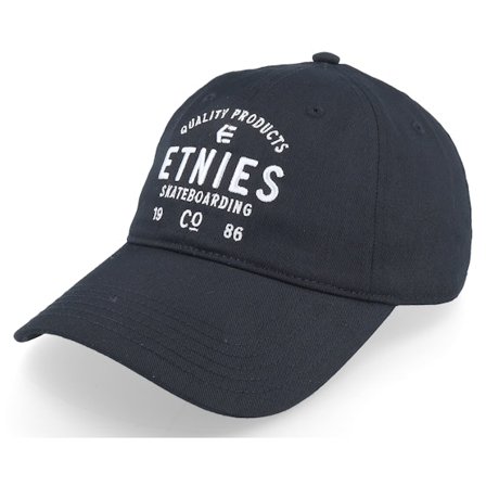 Etnies - Skate Co Black/White Dad Cap Unconstructed Black Cap - @ Hatstore