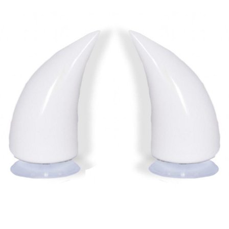 Dekor til motorcykelhjelm - hvide djævlehorn