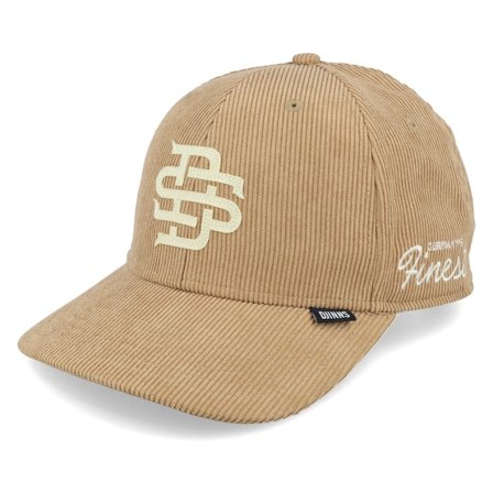 Djinns - Beige adjustable Keps - 6 Panel Truefit Cap Cordfelt Wheat Adjustable @ Hatstore