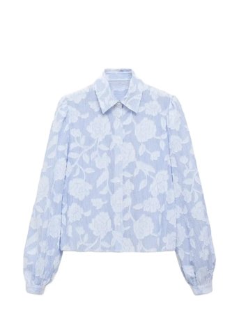 Mango | Striped Shirt With Embroidered Details | XS