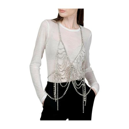 N21 Swarovski Body-Chain BRA TOP Grå, Dame, Størrelse: ONE Size