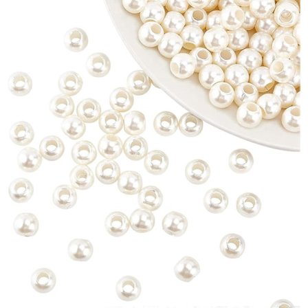 500g/780st Ivory ABS Imitation Faux Pärlor Stora Hål Pärlor Läder Kumihimo Europeiska Hantverk