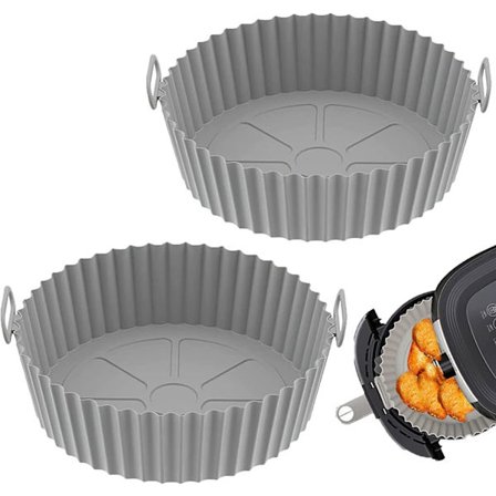 7,5" återanvändbar silikonform för airfryer (blå + grå)