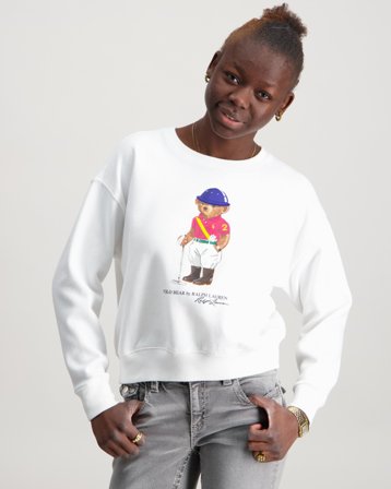 Polo Ralph Lauren Polo Bear Fleece Boxy Sweatshirt Hvid Trøjer Pige - Kids Brand Store