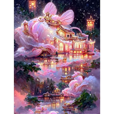 Castles Diamond Painting för vuxna, Fantasy Full Diamond Painting 5D Fairy Tale Diamond Kit för barn, Diamond Rhinestone Cross Stitch Crystal Painting