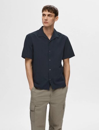Selected Slhrelaxsun Shirt Ss Resort - Navy - S
