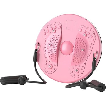 Twist Waist Disc Balance Board med Træksnor - Kropsformende Talje Drejeskive - Fitness Pladespiller til Hjemmetræning Rosa med reb Pink med reb