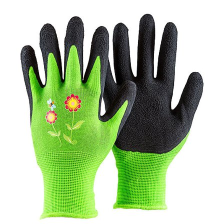 BATEX Hagehanske grønn med latexbelegg i håndflaten. Str. 8