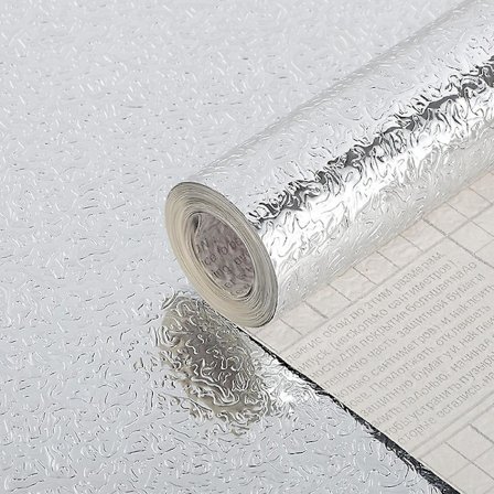 WABJTAM Selvklæbende aluminiumfolie til køkken, skabsskuffe, selvklæbende, vandtætte vægklistermærker, appelsinskalstruktur 40x200cm