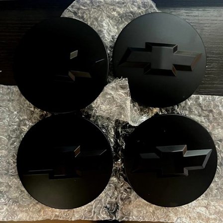 4 MATT BLACK RIM CENTER CAPS FOR CHEVY SILVERADO SUBURBAN TAHOE