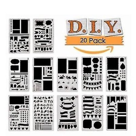 Målningsmall 12/20 st Bullet Journal Stencil Set Plast Planner Diy Rita Mall Planner Journal Anteckningsbok Dagbok Scrapbook