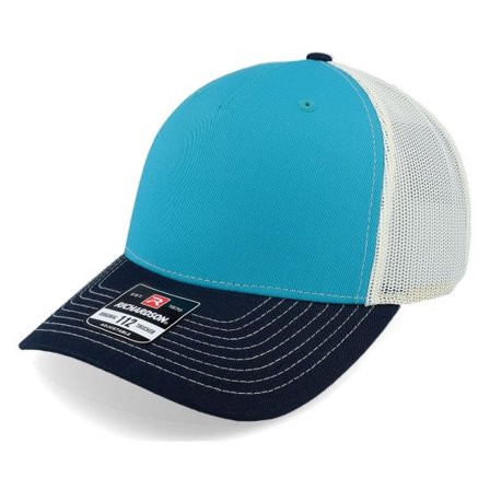 Richardson - Blå trucker Keps - 112fp Tri Blue Teal/Birch/Navy Trucker @ Hatstore