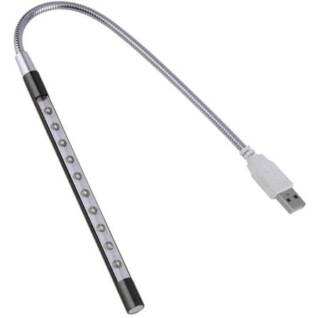 Bärbar LED-lampa med USB-anslutning, 5 V, 1 W, 10 LED, lång svanhals, touch-dimmer, nattlampa för tangentbord