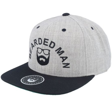 Bearded Man - Grå snapback Keps - Half Circle Grey/Black Snapback @ Hatstore