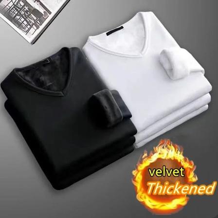 Vinter Termisk Underundertøj 2-delt Fløjl Langærmet T-shirt Mænd Fleece Sport Top Tykkelse Thermo Tøj Behagelig Varmt Top set25 L 45-50KG