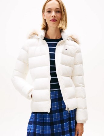 Tommy Jeans Tjw Basic Hooded Down Jacket Ext - White - L
