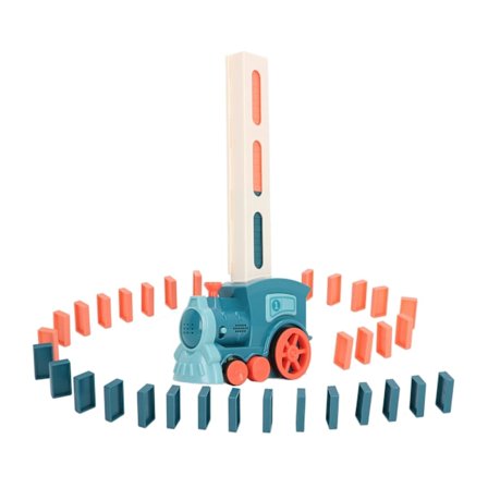 Dominobrikketog med lyd og lys for å forbedre kreativiteten - Automatisk dominobrikkespill for barn - Blå