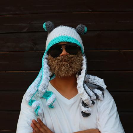 Blekksprut Tentakkel Lue Håndvevd Strikket Blekksprut Lue Jul Halloween Kostyme Cosplay (Hvit)