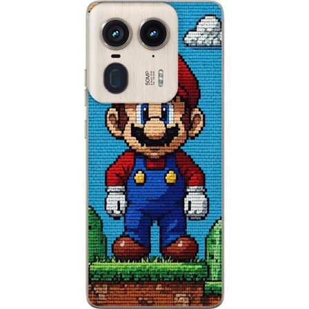 Kompatibelt Mobilskal till Motorola Motorola Edge 50 Ultra Super Mario affisch Nintendo retro spelkaraktär 8bit pixelkonst klassiskt spel hjälte mur