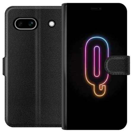 Kompatibel Tegnebogsetui til Google Google Pixel 7a Minimalistisk neonbogstav Q i lyse farver mod mørk baggrund