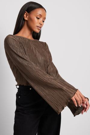 NA-KD Plisserad topp - Crop Tops - Brun - XX-Small