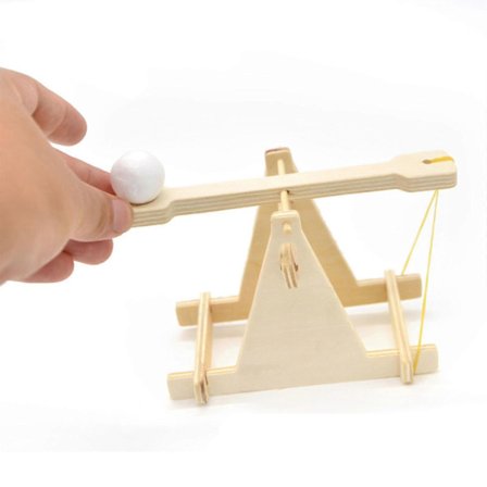 2x Børns Byggelegetøj Katapult Trebuchet Sæt Træmodel Kits Samleobjekter