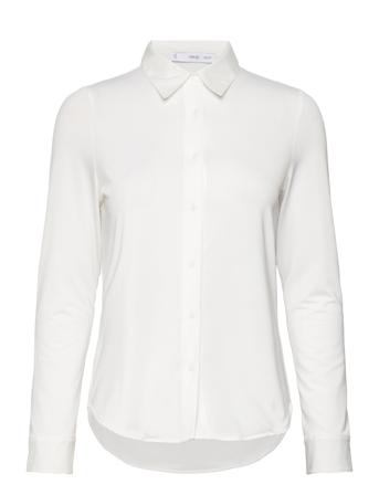 Butt D Flowy Shirt Langermet Skjorte Hvit Mango*Betinget Tilbud