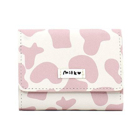Girls Cute Cow Print Plånbok Liten plånbok Kontantficka