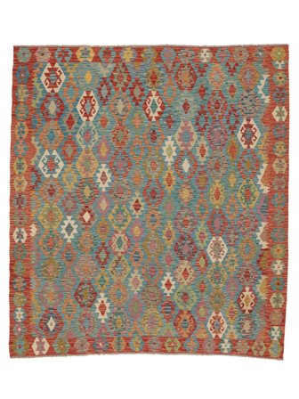 Koberec Kelim Afghán Old Style 258X286 Tmavě Červená/Hnědá Velký (Vlna, Afghánistán)