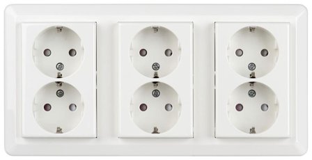 ELKO 6-veis stikkontakt m/jord innfelt