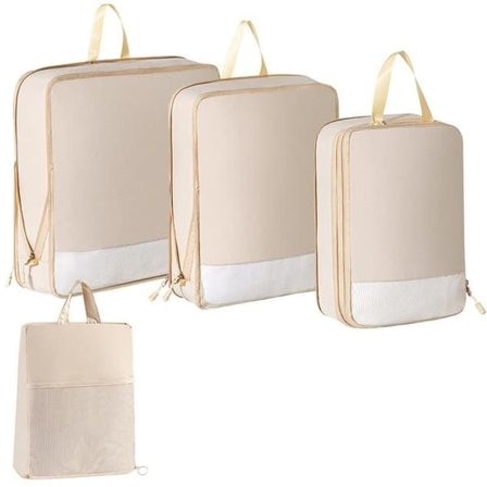 Reiseveske Organizer - Pakkekuber og Vesker 4 stk Beige_QF