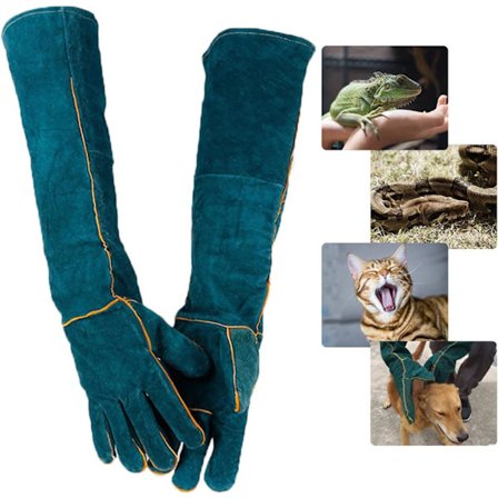 Anti-Bite Animal Handling Gloves, Safety Leather Work Gloves for