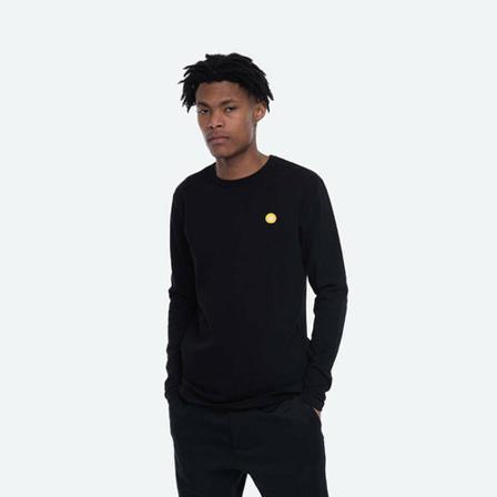 Wood Wood Longsleeve mel double t-shirt A Black S , Zwart , Heren , Maat: XL